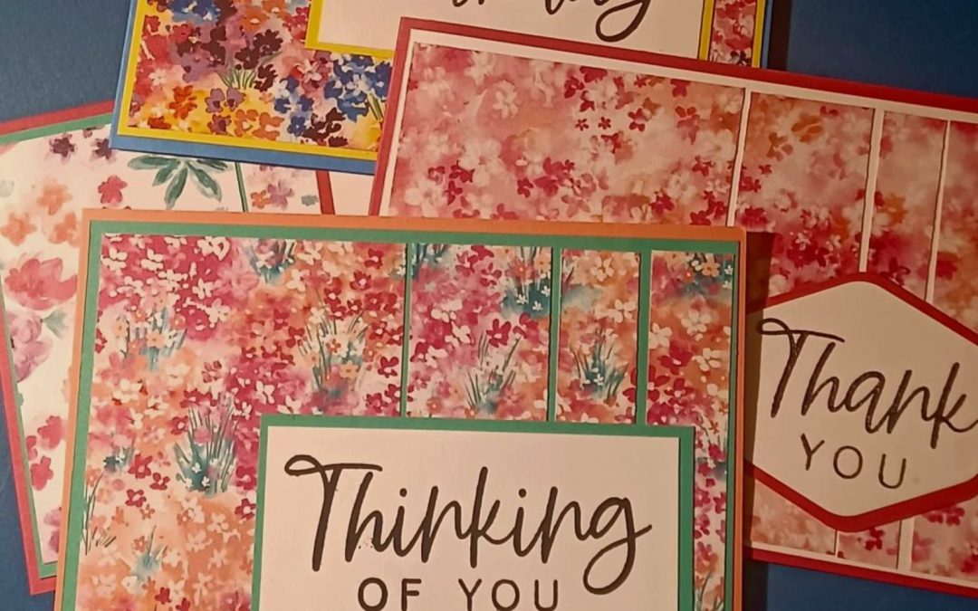 How I made a batch of 4 Springtime Greeting Cards